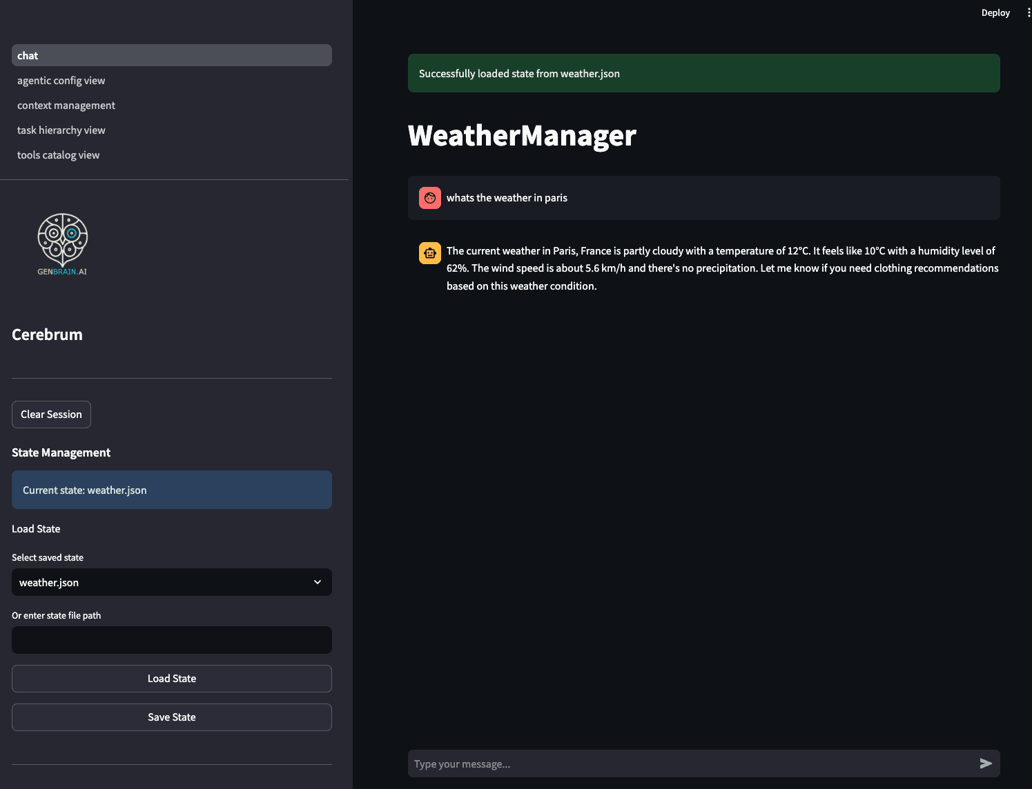Cerebrum Main Chat Interface